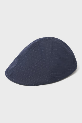 Italian Linen Navy Pin Stripe Flat Cap