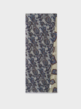 Cotton & Cashmere Wool Medallion Cream Neck Scarf