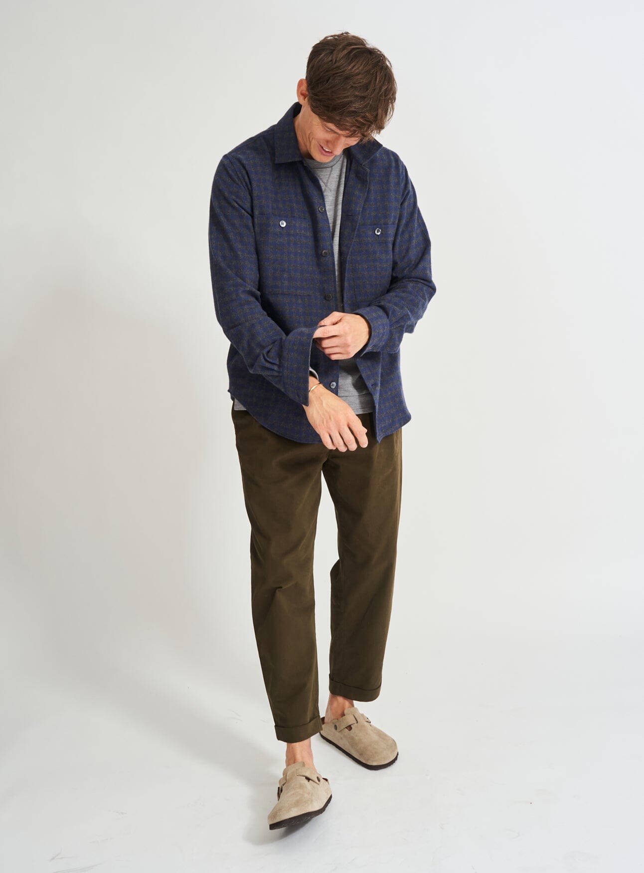 blue flannel shirt, sustainable clothing