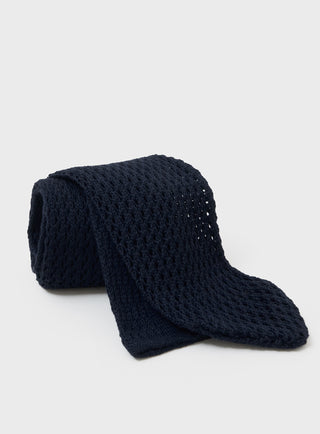 100% Cotton Como Knitted Navy Tie