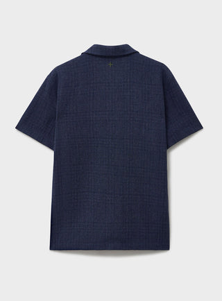 Recycled Basket Weave Blue Short Sleeved Shirt