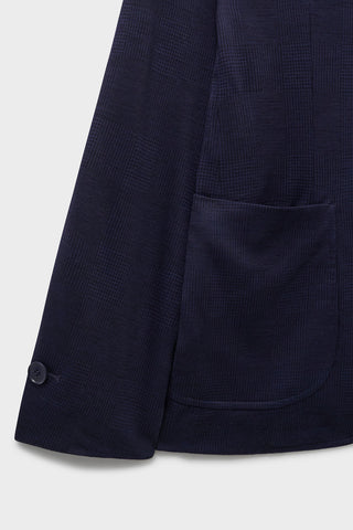 ZQ Merino Wool Dark Navy Prince of Wales Check Blazer