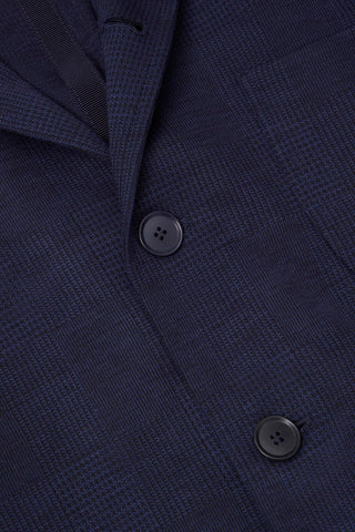 Merino wool check unstructured men's blazer