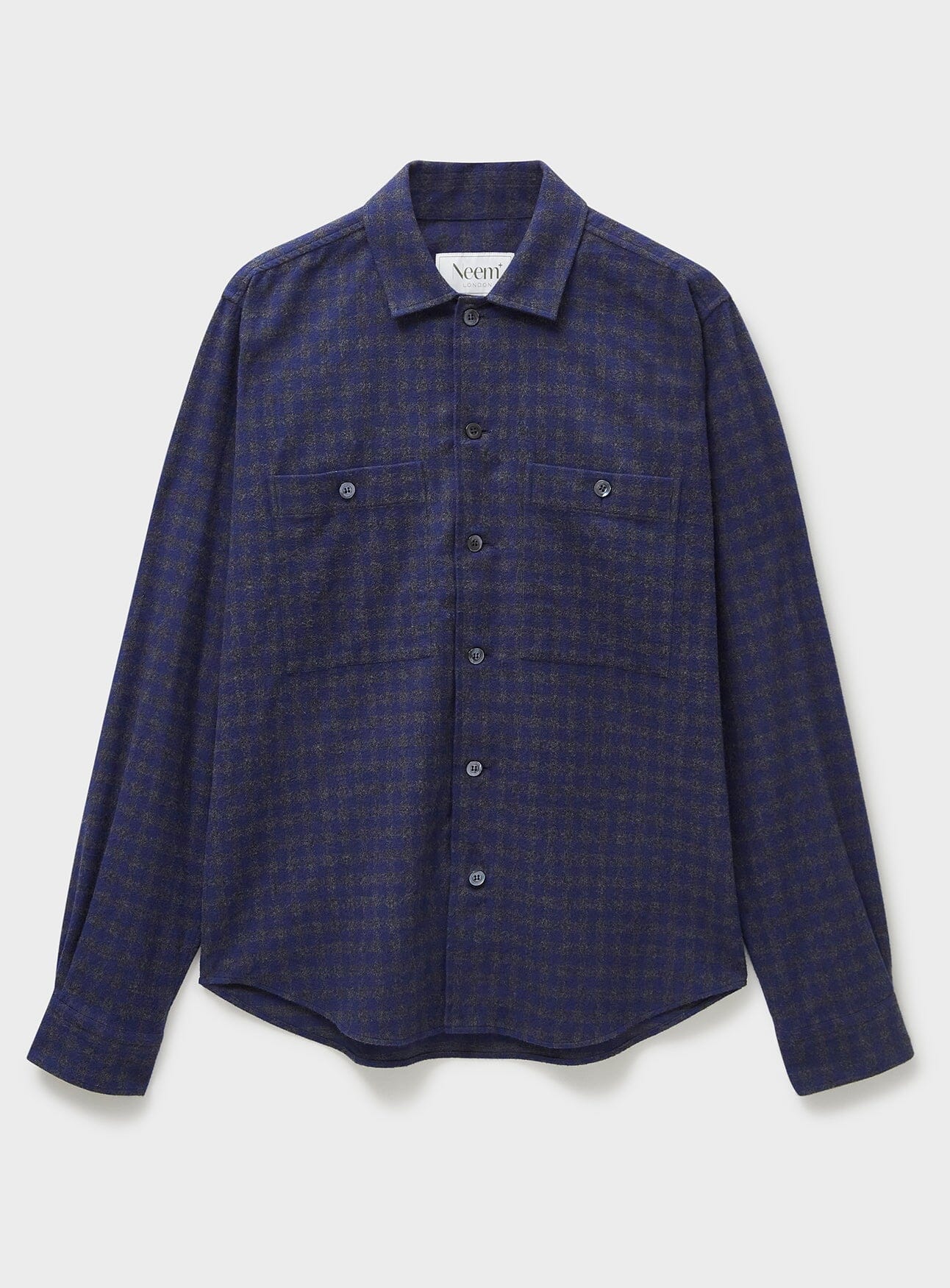 Recycled Italian Flannel & Grey Check Double Pocket shirt