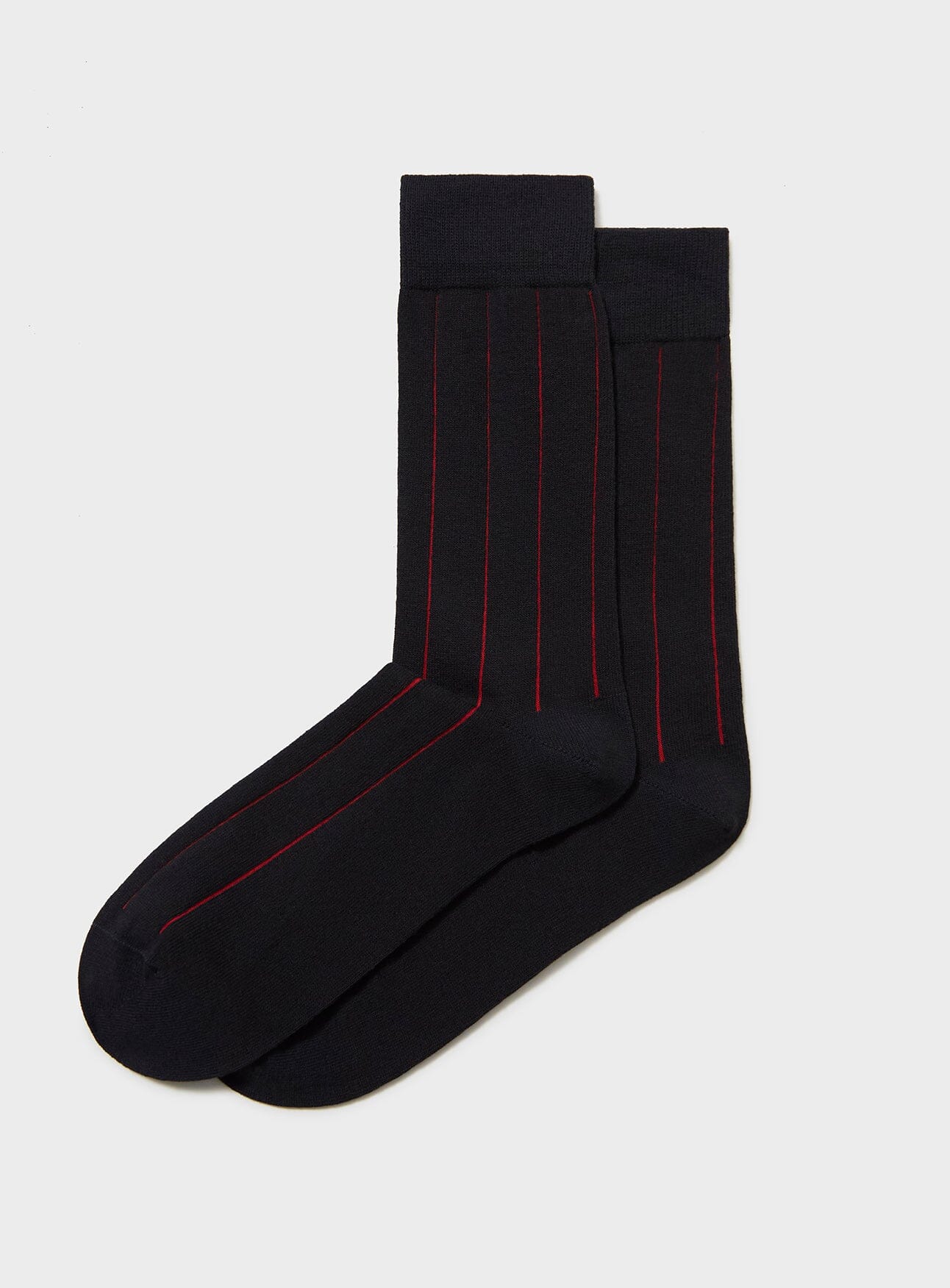 Recycled Cotton Pin Stripe Black Red Socks