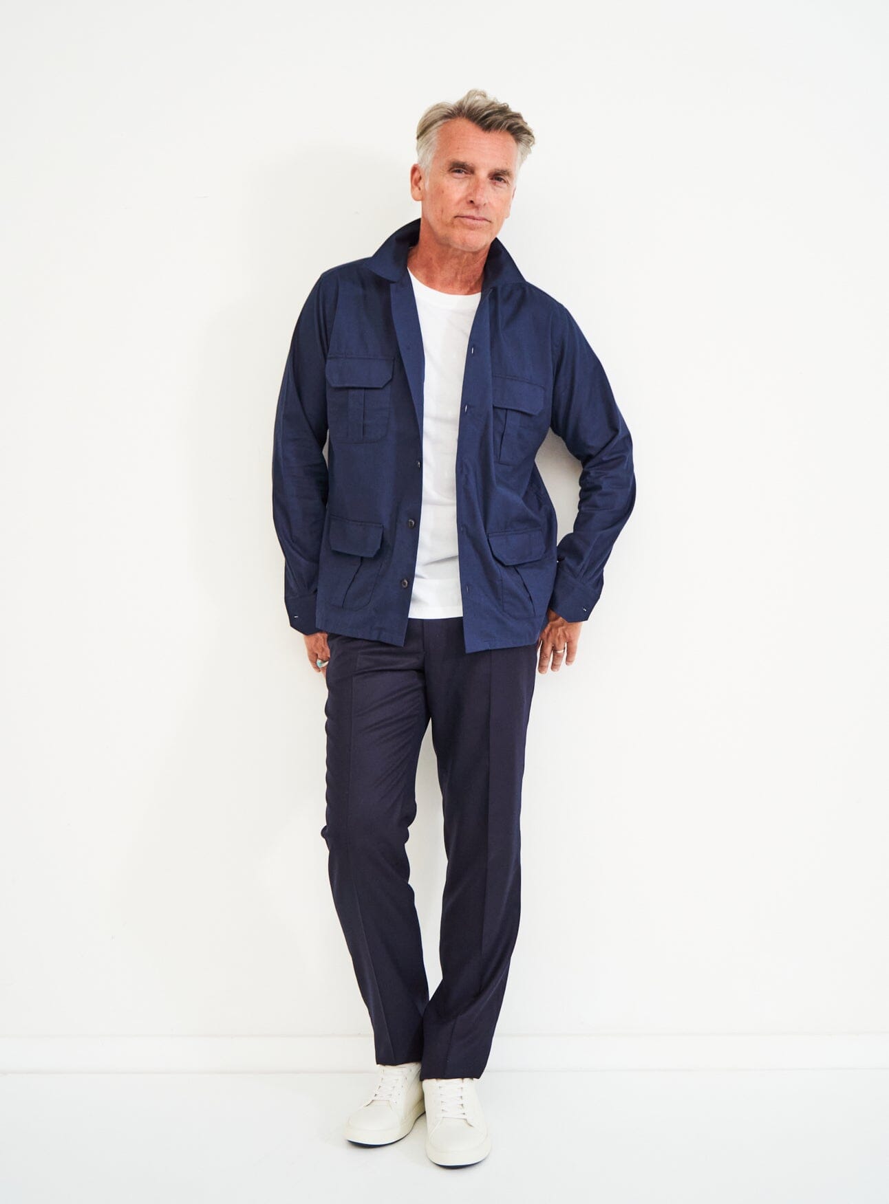 navy overshirt, safari shirt