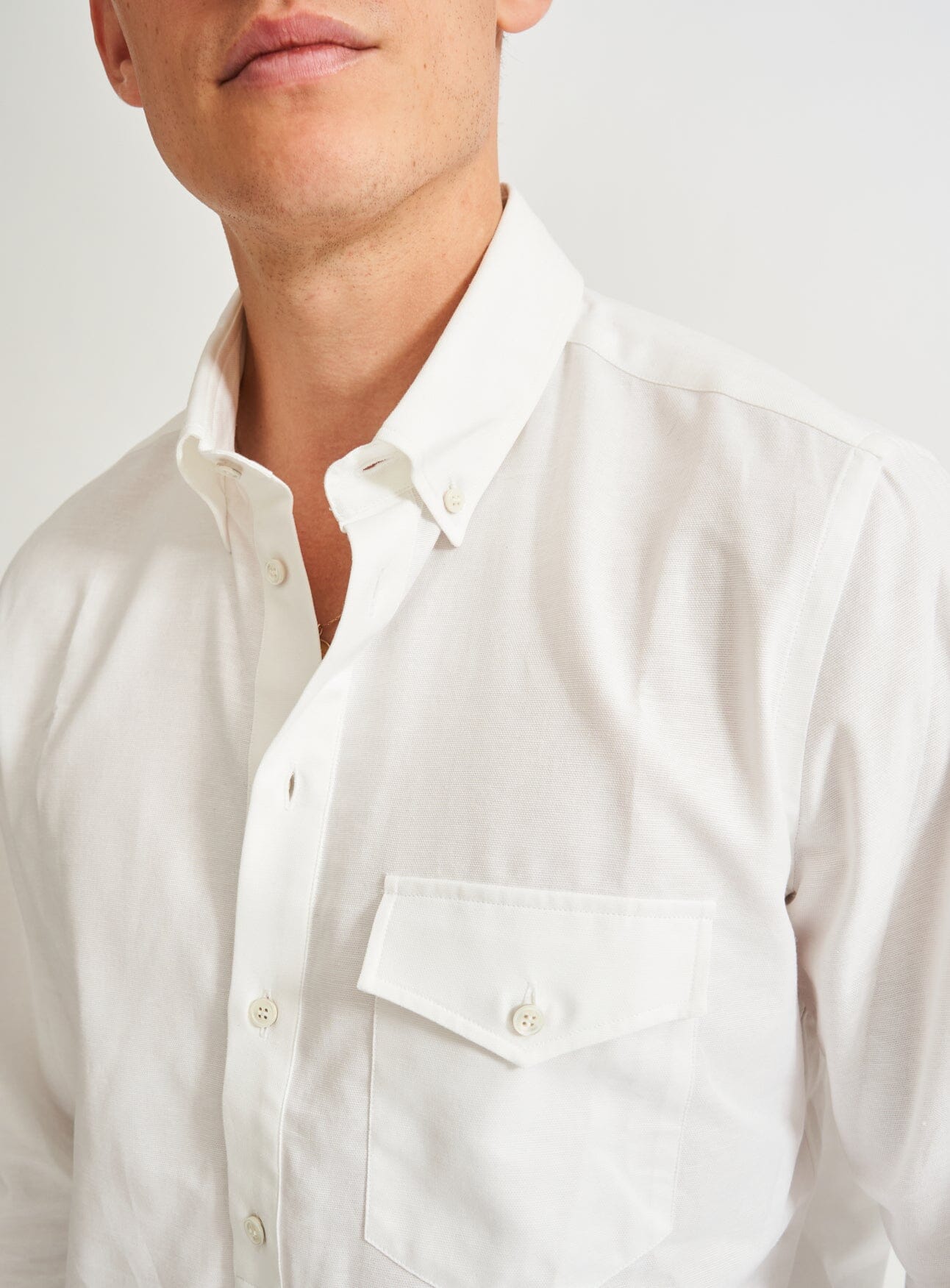 Recycled Italian White Oxford Modern Button-down Popover Shirt White Shirts Neem London 