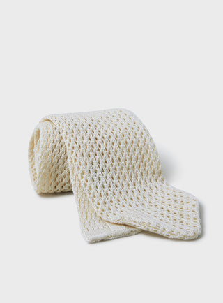 100% Cotton Como Knitted Ecru Tie