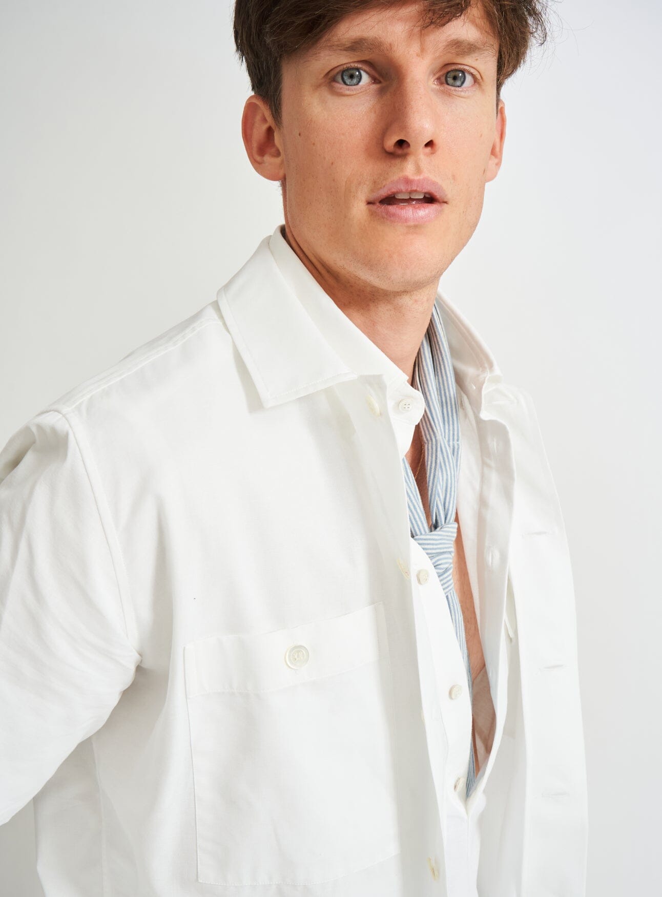 white overshirt, sustainable clothing