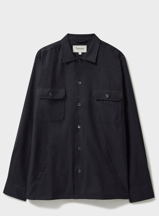 Regenerative Cotton Flannel Black Piccadilly Overshirt Over-Shirts Neem London 