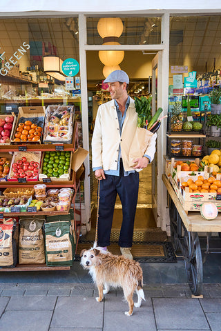 Regenerative Undyed and Unbleached Antique White Bomber Jacket