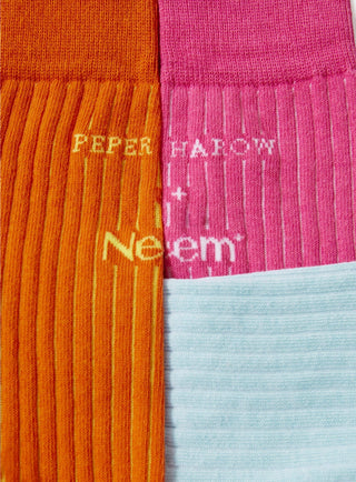 Recycled Ribbed Cotton Pop Colour Men's Socks Multi Pack Accessories Neem London 