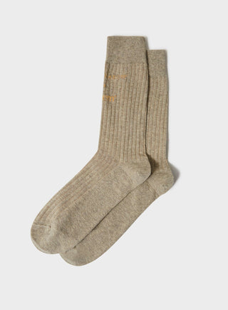 Recycled Ribbed Cotton Oatmeal Men's Socks Accessories Neem London 