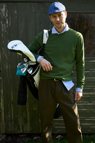 Recycled Italian Wool Knit Green Crew Neck