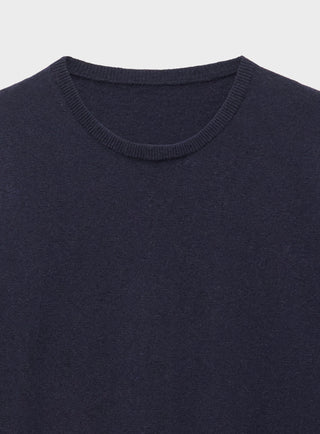 Recycled Wool Italian Navy Crew Neck Knit
