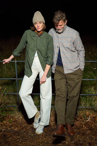 Recycled Italian Green Flannel Shirt Jacket