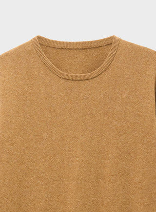 Recycled Italian Wool Tan Knitted Crew neck