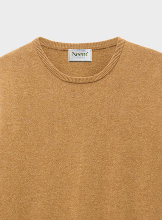 Recycled Italian Wool Tan Knitted Crew Neck