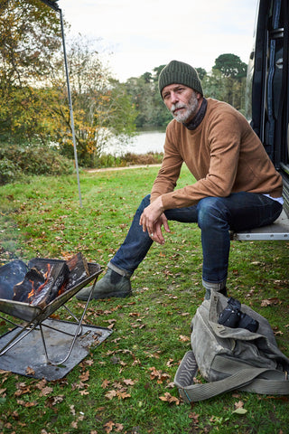 Recycled Italian Wool Tan Knitted Crew neck