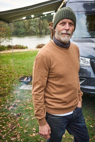 Cashmere Ribbed Olive Beanie Hat