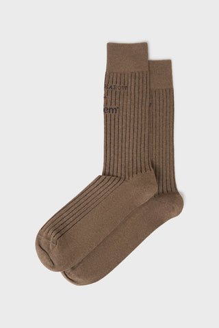 Recycled British Ribbed Cotton Light Brown Men's Socks