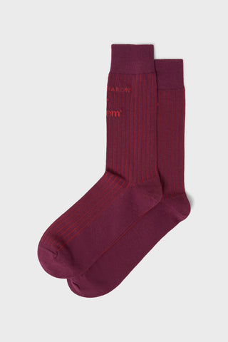 Recycled British Ribbed Cotton Burgundy Men's Socks