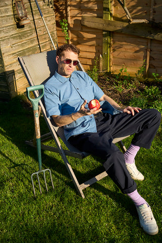 Recycled Cotton Chambray Sky LCS Short Sleeve Overshirt