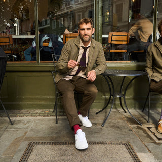 Wool Cotton Dogtooth Green and Navy Blouson Jacket