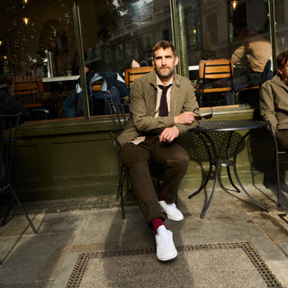 Wool Cotton Dogtooth Green and Navy Blouson Jacket