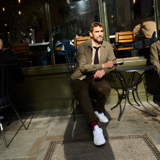 Wool Cotton Dogtooth Green and Navy Blouson Jacket