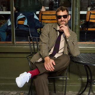 Wool Cotton Dogtooth Green and Navy Blouson Jacket