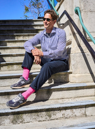 Recycled British Ribbed Cotton Bright Pink Men's Socks Accessories Neem London 