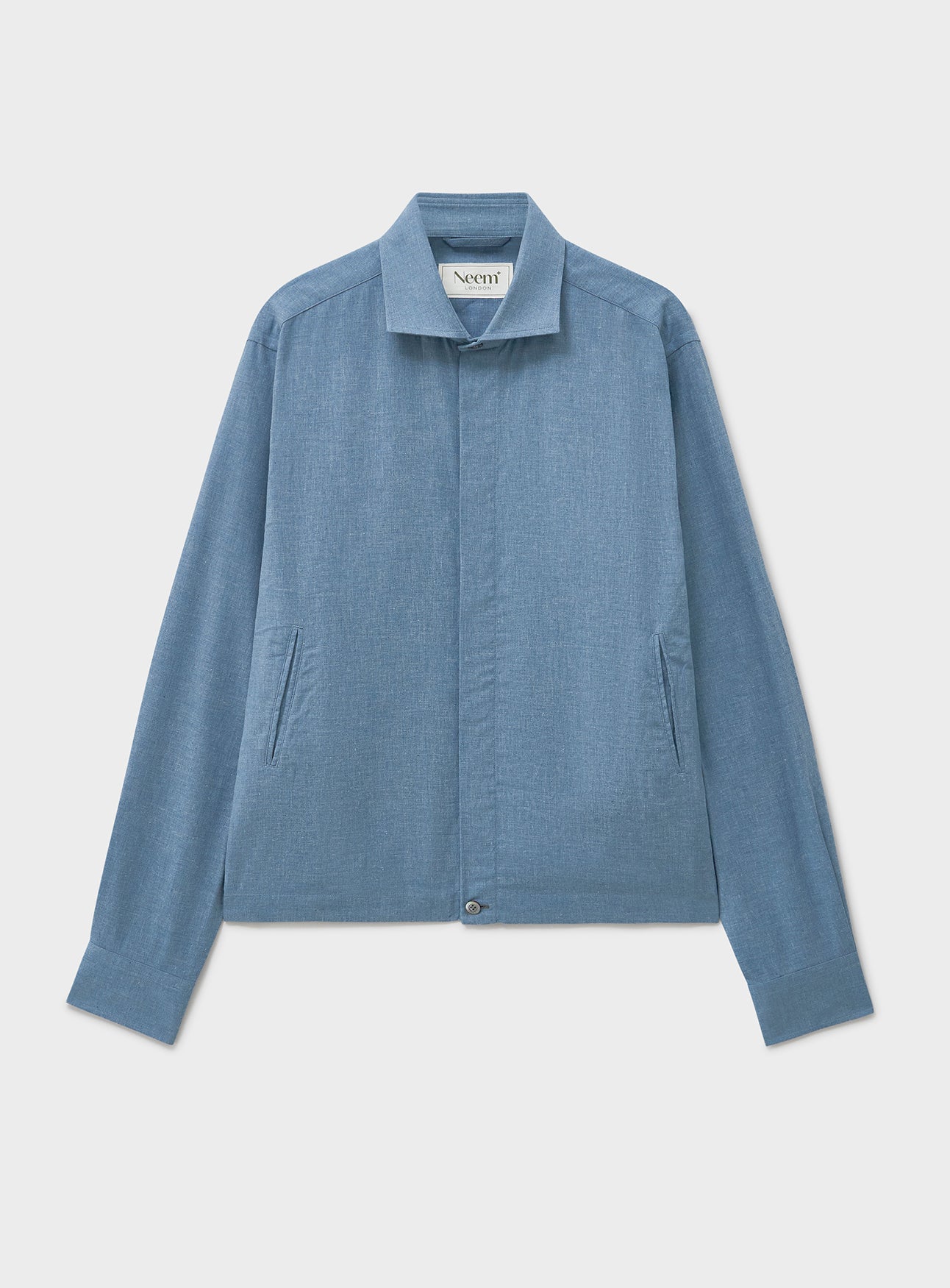 Recycled Italian Chambray Cropped Blouson Jacket