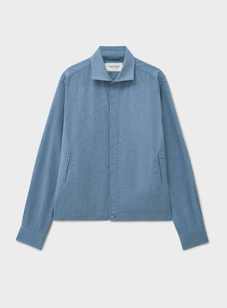 Recycled Italian Blue Chambray Cropped Blouson Jacket
