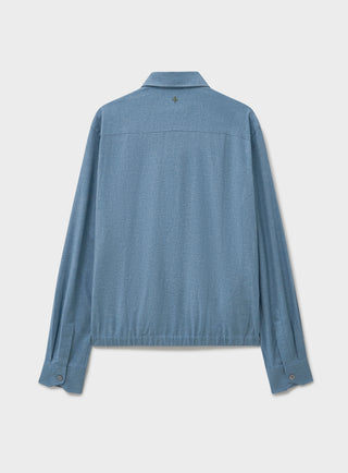 Recycled Italian Blue Chambray Cropped Blouson Jacket