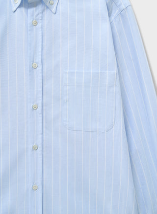 Recycled Pinpoint Oxford Cotton Sky Stripe Button Down Shirt