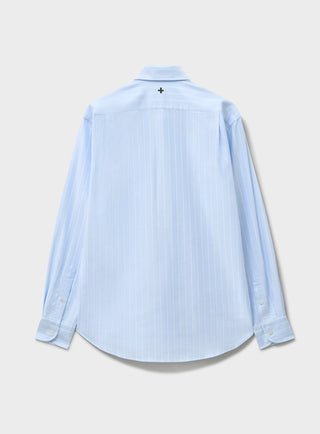 Recycled Pinpoint Oxford Cotton Sky Stripe Button Down Shirt
