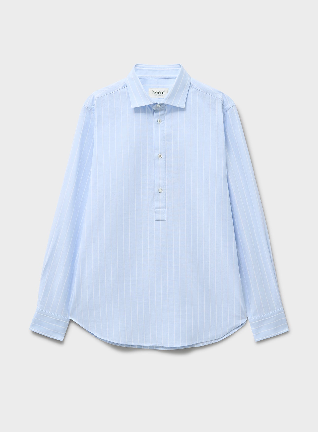 Recycled Oxford Cloth Cotton Sky Cut Away Popover Shirt