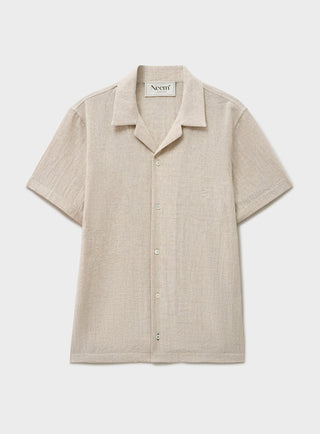 Recycled Basket Weave Stone Short Sleeved Shirt