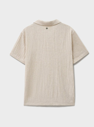 Recycled Basket Weave Stone Short Sleeved Shirt