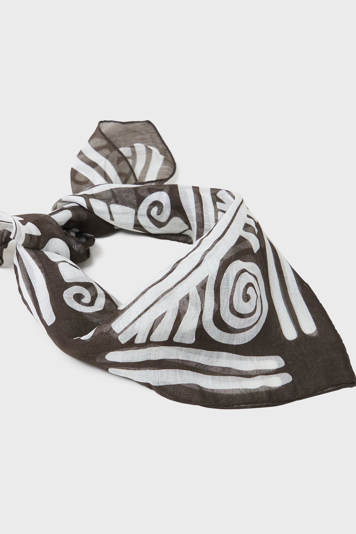 Tencel Linen Blend Batik Chocolate Print Bandana