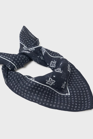 Tencel Linen Navy Medallion Print Bandana