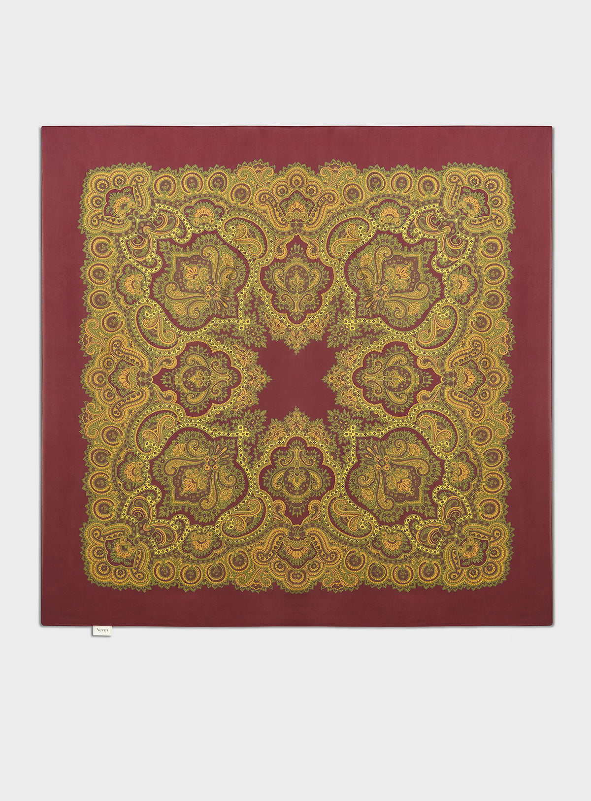 Italian Tencel Burgundy and Gold Paisley Flamboyant Scarf