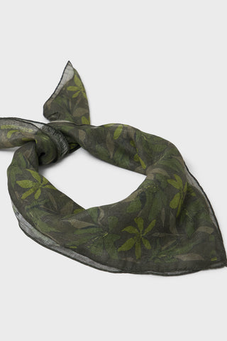 Tencel Linen Blend Modern Floral Green Bandana