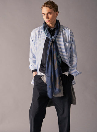 Cotton & Cashmere Wool Deep Navy Neck Scarf
