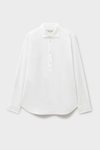 Recycled Italian White Cut Away Collar Popover Shirt