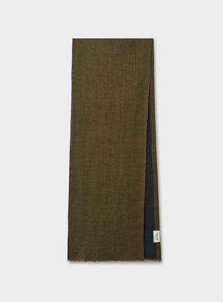 Recycled Double Faced Wool Navy & Olive Classic Scarf