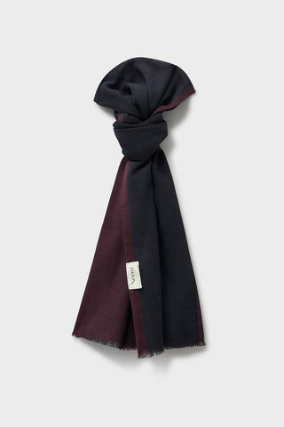 Recycled Double Faced Wool Navy & Burgundy Classic Scarf