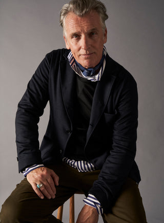 ZQ Merino Wool Dark Navy Prince of Wales Check Blazer