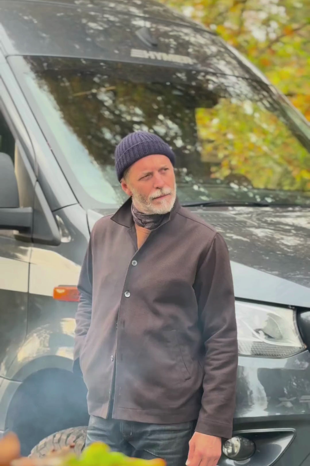 Recycled Italian Heavy Twill Chocolate Bomber Jacket Barnes Overshirt Neem London 